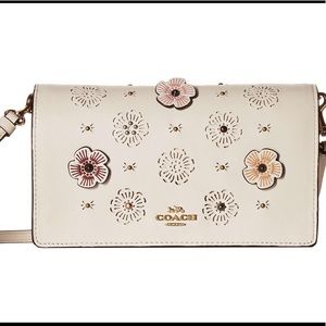COACH CROSSBODY WITH CUT OUT TEA ROSE APPLIQUE